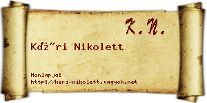 Kéri Nikolett névjegykártya